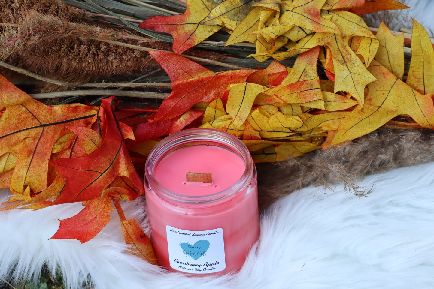 Handcrafted marble luxury soy candles cranberry apple