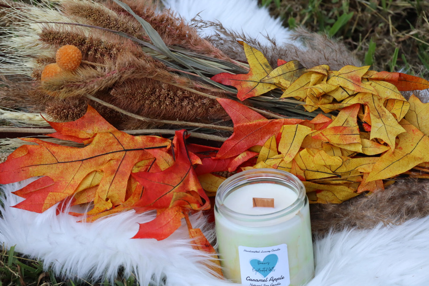 Handcrafted Marble Luxury Soy Candle caramel apple