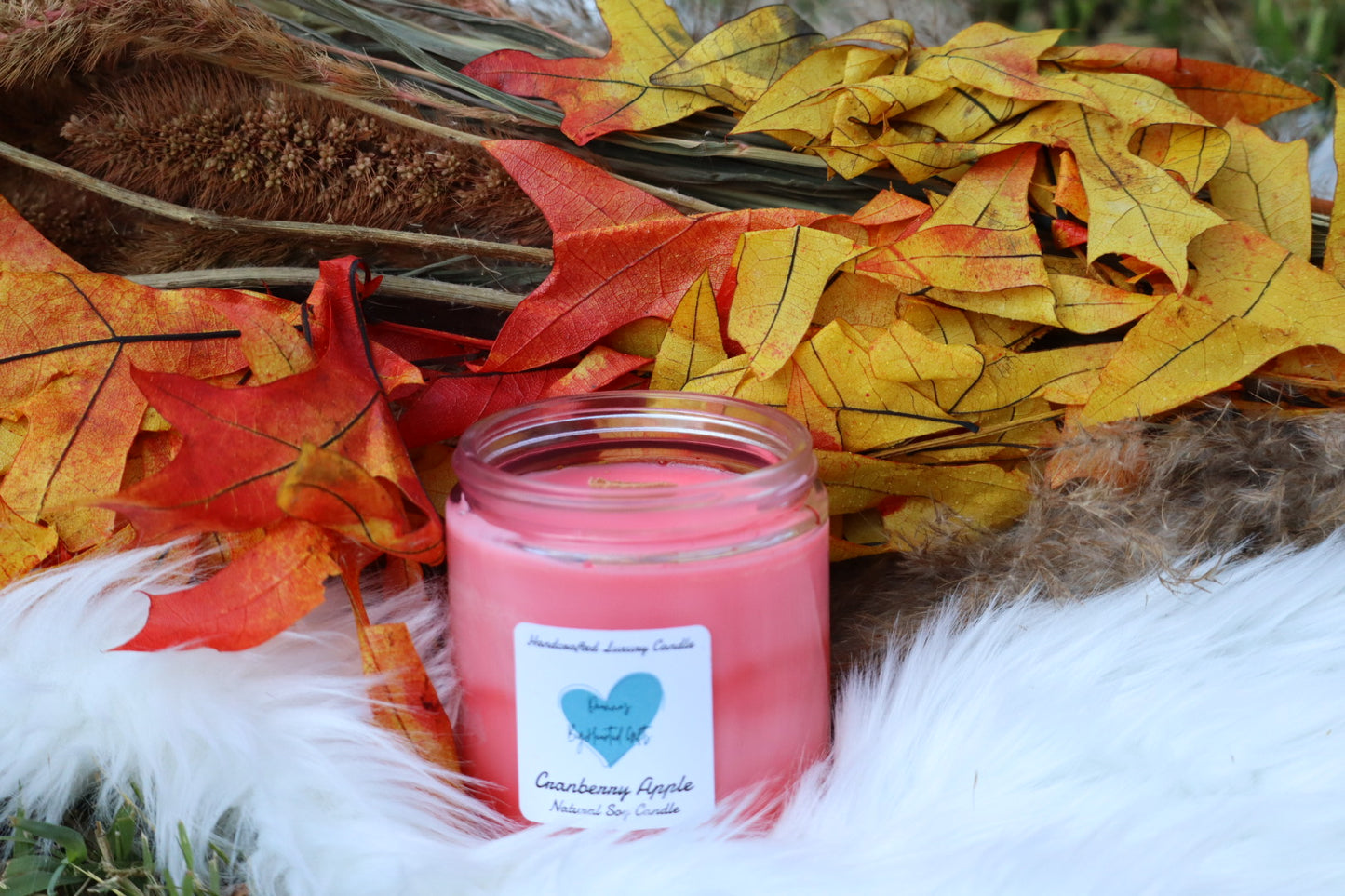 Handcrafted marble luxury soy candles cranberry apple